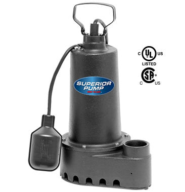 Superior Pump 1/2 HP Cast Iron Sump Pump with Side Discharge Tethered Float (1/2 HP)