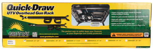 Great Day QD850OGR Quick Draw Overhead Gun Rack for UTV with 23-28 Roof Black Aluminum
