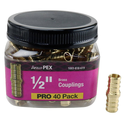 Apollo PEX Brass Couplings 1/2 in. (40 Pack Jar) (1/2)
