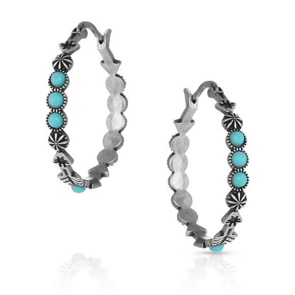 Montana Silversmiths Round N Round Turquoise Hoop Earring (Turquoise)