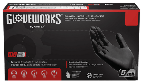 Ammex GlovePlus Black Nitrile Industrial Powder-Free 5 Mil Disposable Gloves (100 Pack) (1