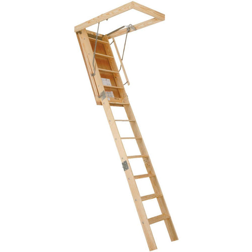 Louisville Champion 8 Ft. 9 In. to 10 Ft. 25-1/2 In. x 54 In. Wood Attic Stairs, 300 Lb. Load