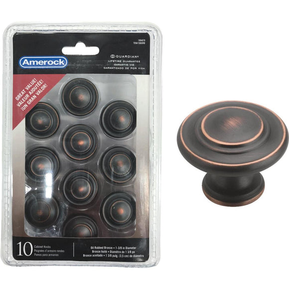 Amerock Inspirations Oil Rubbed Bronze 1-5/16 In. Cabinet Knob, (10-Pack)