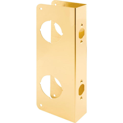 Defender Security 10-7/8 In. Double Hole Brass Combo Lock & Door Reinforcer