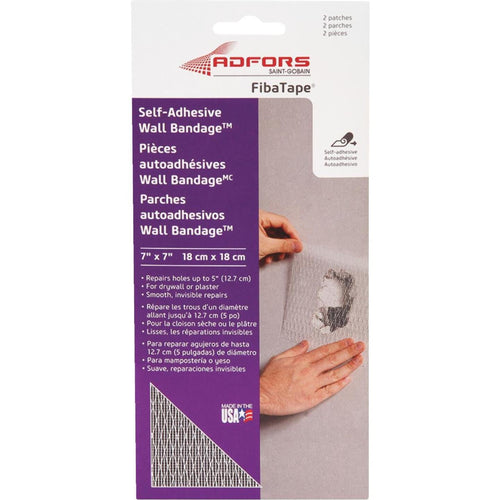FibaTape Wall Bandage 7 In. x 7 In. Self-Adhesive Drywall Patch (2-Pack)