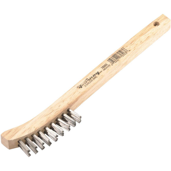 Forney 8-5/8 In. Curved Wood Handle Wire Brush with Stainless Steel Bristles