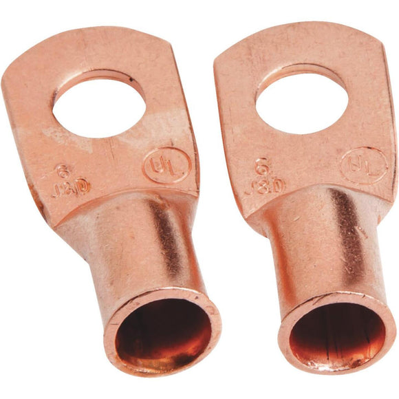 Forney #6 Cable x 1/4 In. Stud Copper Cable Lug (2-Pack)