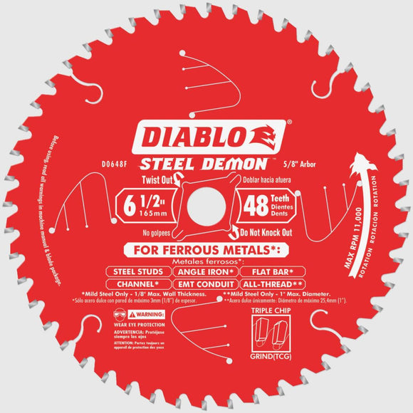 Diablo Steel Demon 6-1/2 In. 48-Tooth Ferrous Metals Circular Saw Blade, Bulk