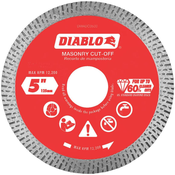 Diablo 5 In. Diamond Continuous Rim Dry/Wet Cut Diamond Blade