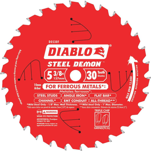 Diablo Steel Demon 5-3/8 In. 30-Tooth Ferrous Metals Circular Saw Blade, 10 mm Arbor