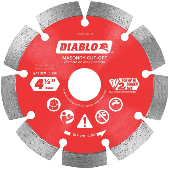 Diablo 4-1/2 In. Segmented Rim Dry/Wet Cut Diamond Blade