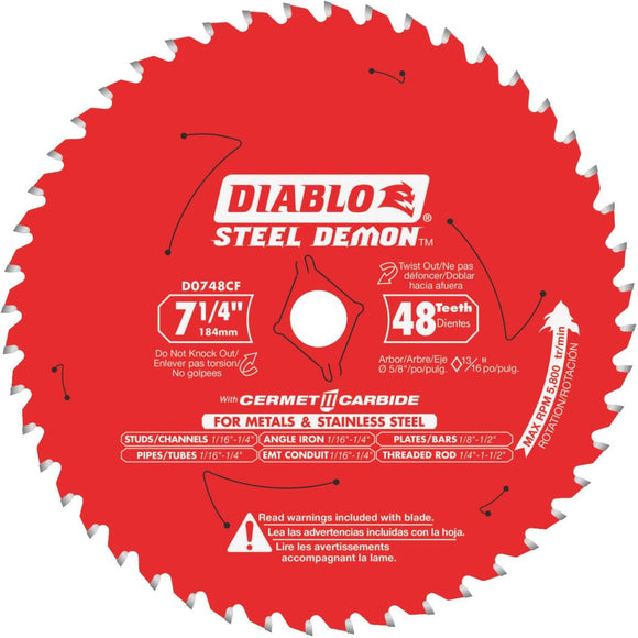 Diablo Steel Demon 7-1/4 In. 48-Tooth Cermet Carbide Metals & Stainless Steel Circular Saw Blade, Bulk