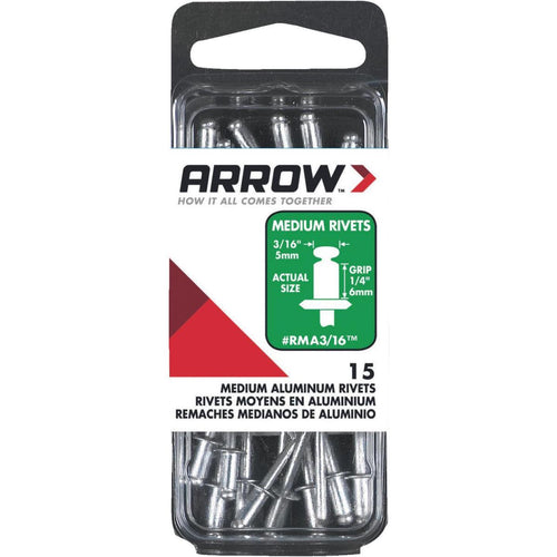 Arrow 3/16 In. x 1/4 In. Aluminum Rivet (15 Count)