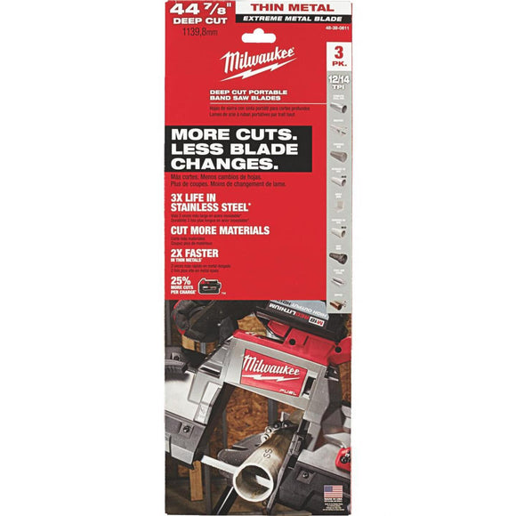 Milwaukee 44-7/8 In. 12/14 TPI Extreme Metal Band Saw Blade (3-Pack)