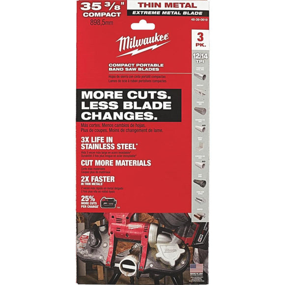 Milwaukee 35-3/8 In. 12/14 TPI Extreme Metal Band Saw Blade (3-Pack)