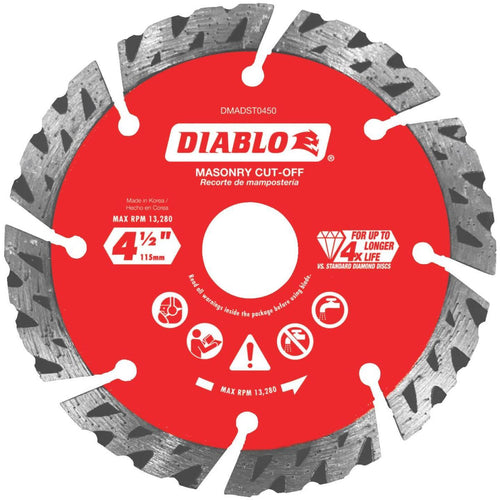 Diablo 4-1/2 In. Segmented Turbo Rim Dry/Wet Diamond Blade
