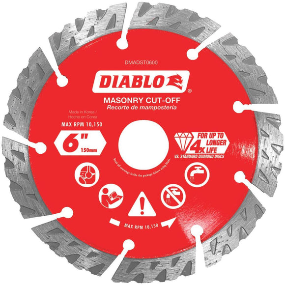 Diablo 6 In. Segmented Turbo Rim Dry/Wet Diamond Blade