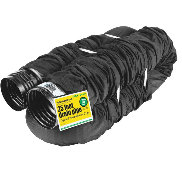 Amerimax FLEX-Drain 4 In. X 25 Ft. Expandable Perforated Drainage Pipe with Sock