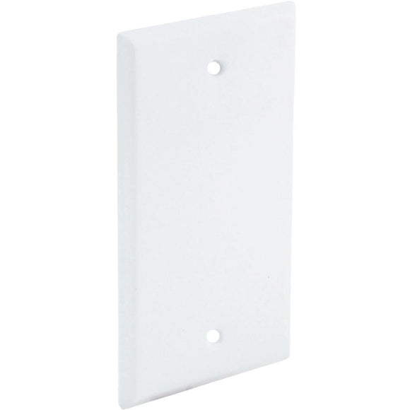 Bell Single Gang Rectangular Die-Cast Metal White Blank Outdoor Box Cover, Carded