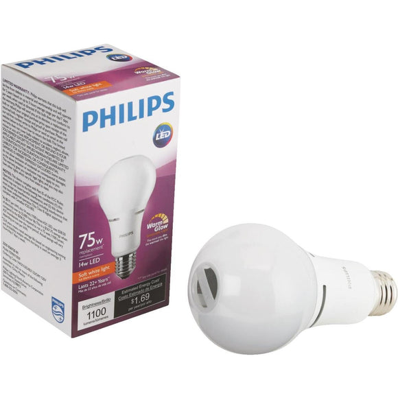 Philips Warm Glow 75W Equivalent Soft White A21 Medium Dimmable LED Light Bulb