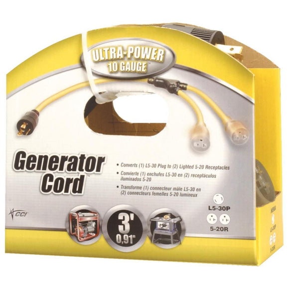 Coleman Cable Ultra-Power 3 Ft. 10/3 Generator Cord
