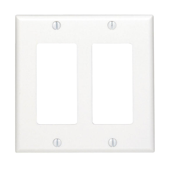 Leviton Decora 2-Gang Smooth Plastic Rocker Decorator Wall Plate, White