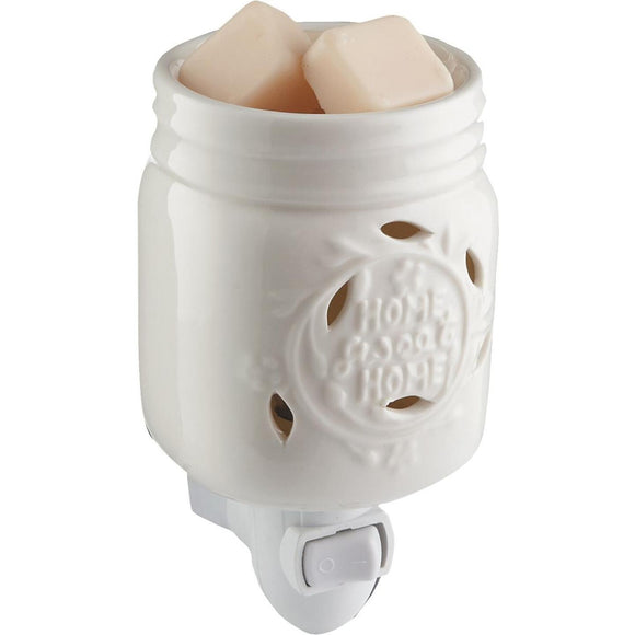 Candle Warmers Mason Jar White Ceramic Pluggable Fragrance Warmer