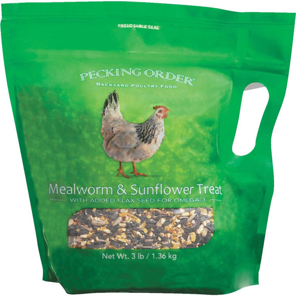 Pecking Order 3 Lb. Mealworm & Sunflower Chicken Treat