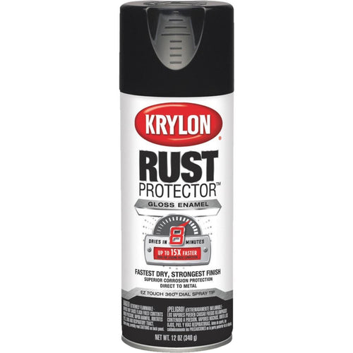 Krylon Rust Protector 12 Oz. Gloss Alkyd Enamel Spray Paint, Black