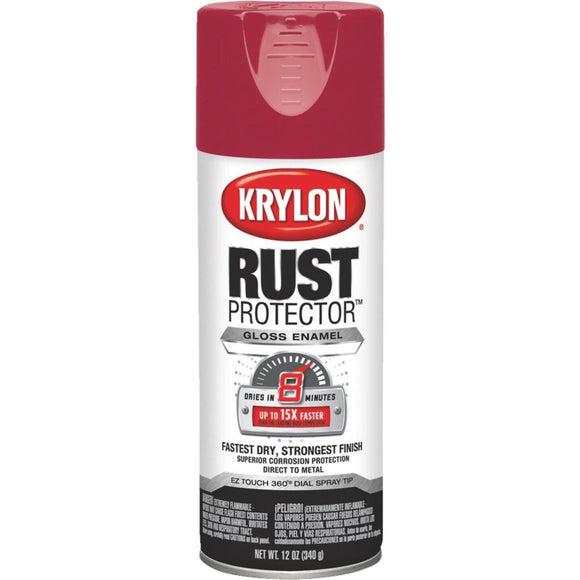 Krylon Rust Protector 12 Oz. Gloss Alkyd Enamel Spray Paint, Classic Red