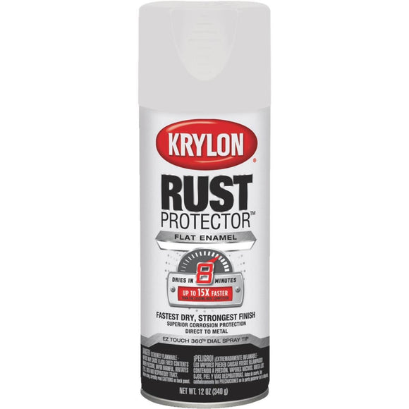 Krylon Rust Protector 12 Oz. Flat Alkyd Enamel Spray Paint, White