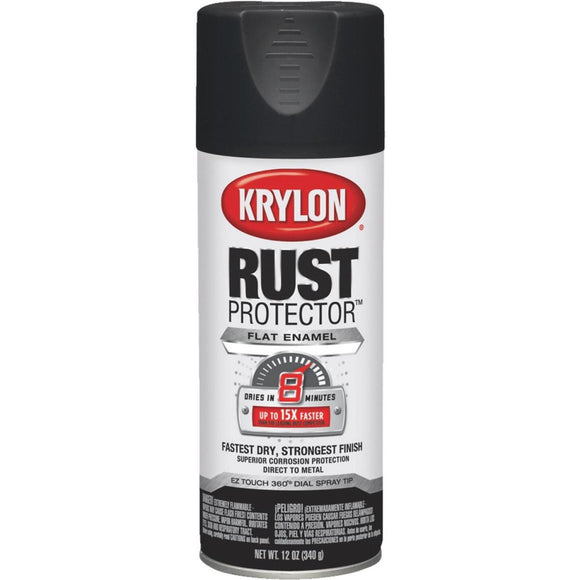 Krylon Rust Protector 12 Oz. Flat Alkyd Enamel Spray Paint, Black