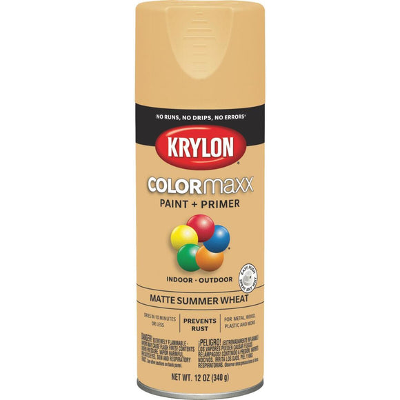 Krylon Colormaxx Matte Spray Paint & Primer, Summer Wheat