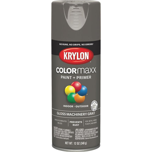 Krylon Colormaxx Gloss Spray Paint & Primer, Machinery Gray