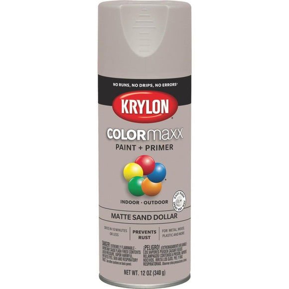 Krylon Colormaxx Matte Spray Paint & Primer, Sand Dollar