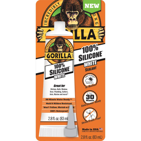 Gorilla 2.8 Oz. 100% Silicone Sealant, White