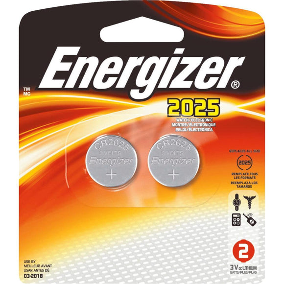 Energizer CR2025 3V Coin Cell Lithium Batteries - Package of 2