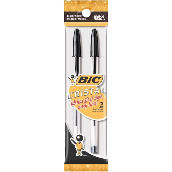 Bic Cristal Medium Point Black Ball Pen (2-Pack)