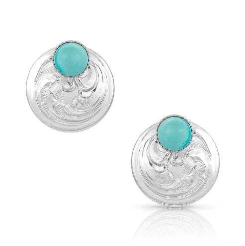 Montana Silversmiths Two Way Concho Turquoise Post Earrings