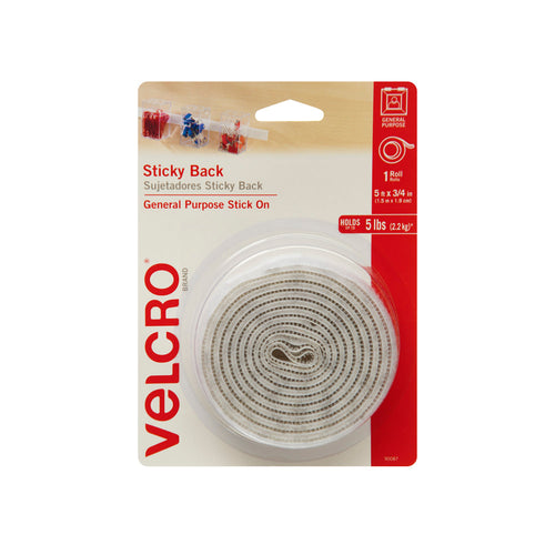 VELCRO® BRAND STICKY BACK TAPE (3/4 x 5 ft., White)