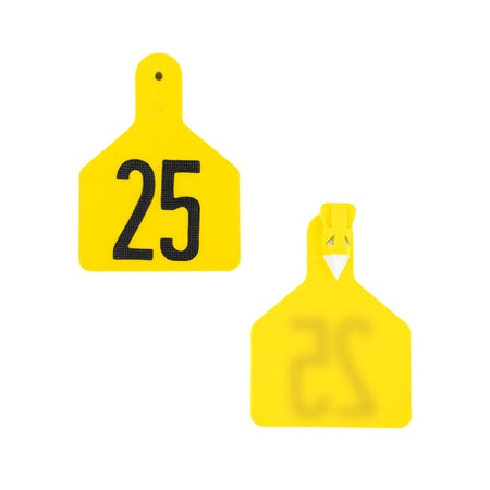 Z Tags 1-Piece Pre-Numbered Laser Print Tags for Calves, Numbers from 1 to 25, Yellow (Yellow)