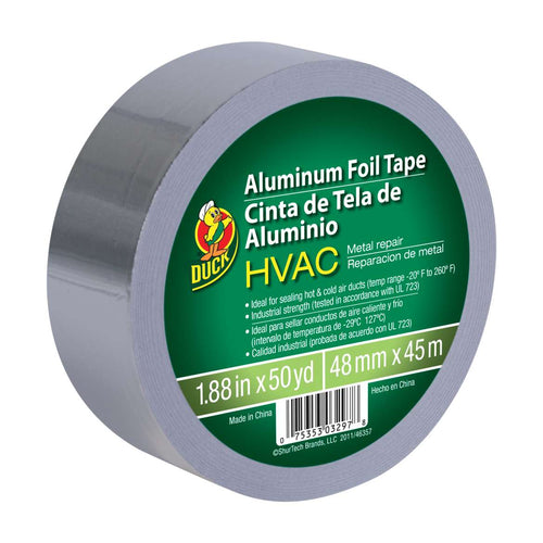 Duck® Brand HVAC Metal Repair Aluminum Foil Tape - Silver, 1.88 in. x 50 yd. (1.88 x 50 yard, Silver)