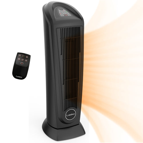 Lasko 1500W Oscillating Ceramic Tower Heater with Remote Control, 751321, Black (32, Black)