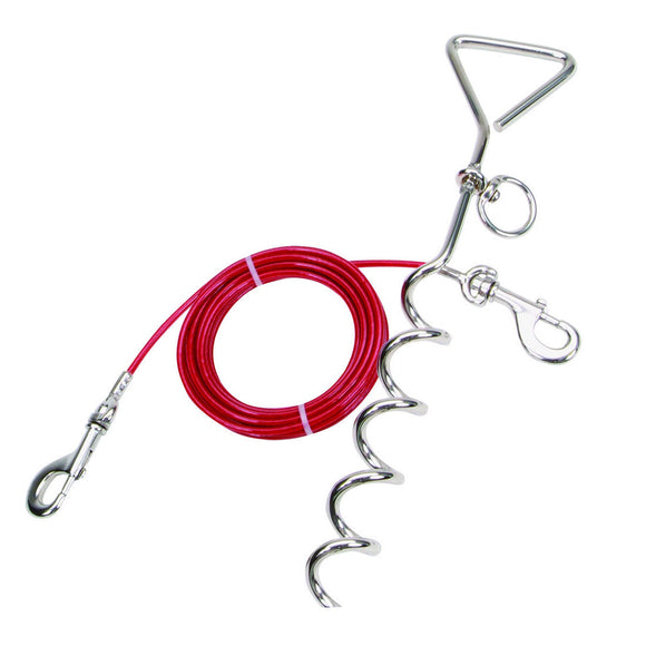 Coastal Pet Titan Dog Stake and Cable Tie Out Combo (15', Red)