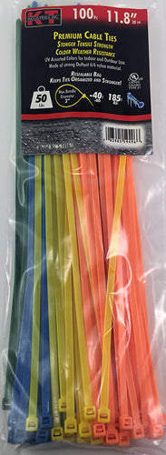 K-T Industries 11.8 Assorted Color Std. Duty, 100/Pk (11.8)