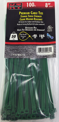 K-T Industries 8 Green Standard Duty, 100/Pk (8, Green)