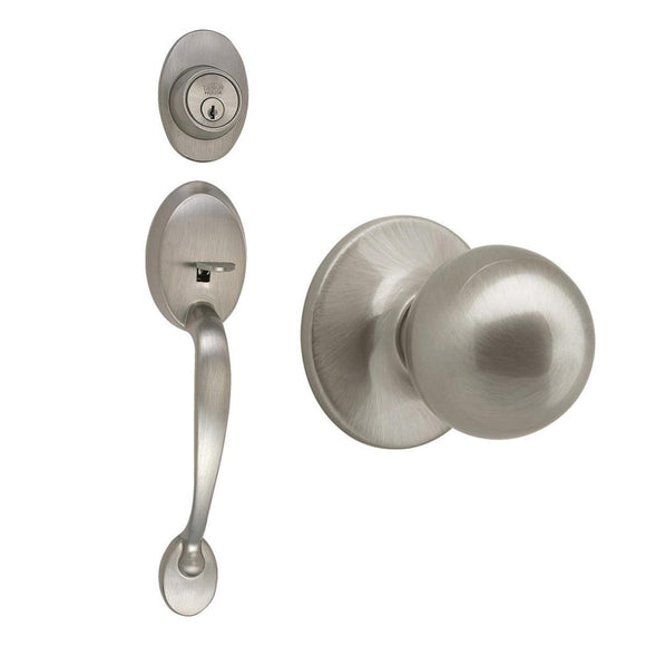 Design House Coventry Entry Handle Set with Ball Knob and Deadbolt in Satin Nickel