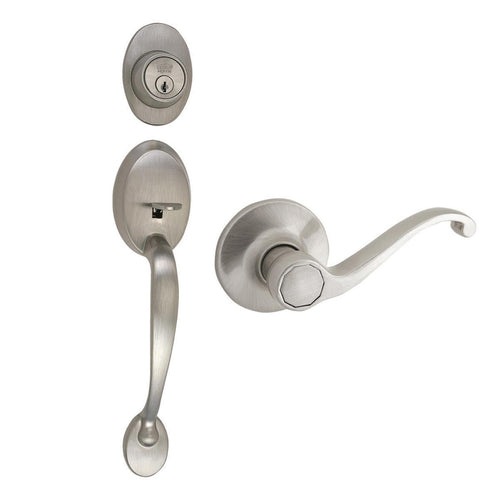 Design House Coventry Satin Nickel Door Handleset with Deadbolt