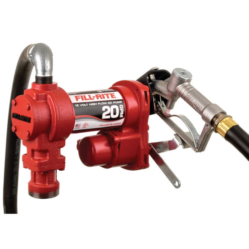 Fill-Rite 12V DC 20GPM Heavy-Duty Fuel Transfer Pump with Manual Nozzle