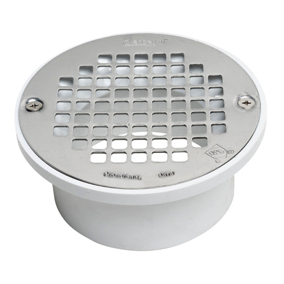 Oatey® 3 in. or 4 in. PVC General Purpose Drain with 5 in. Stainless Steel Screw-Tite Strainer (3